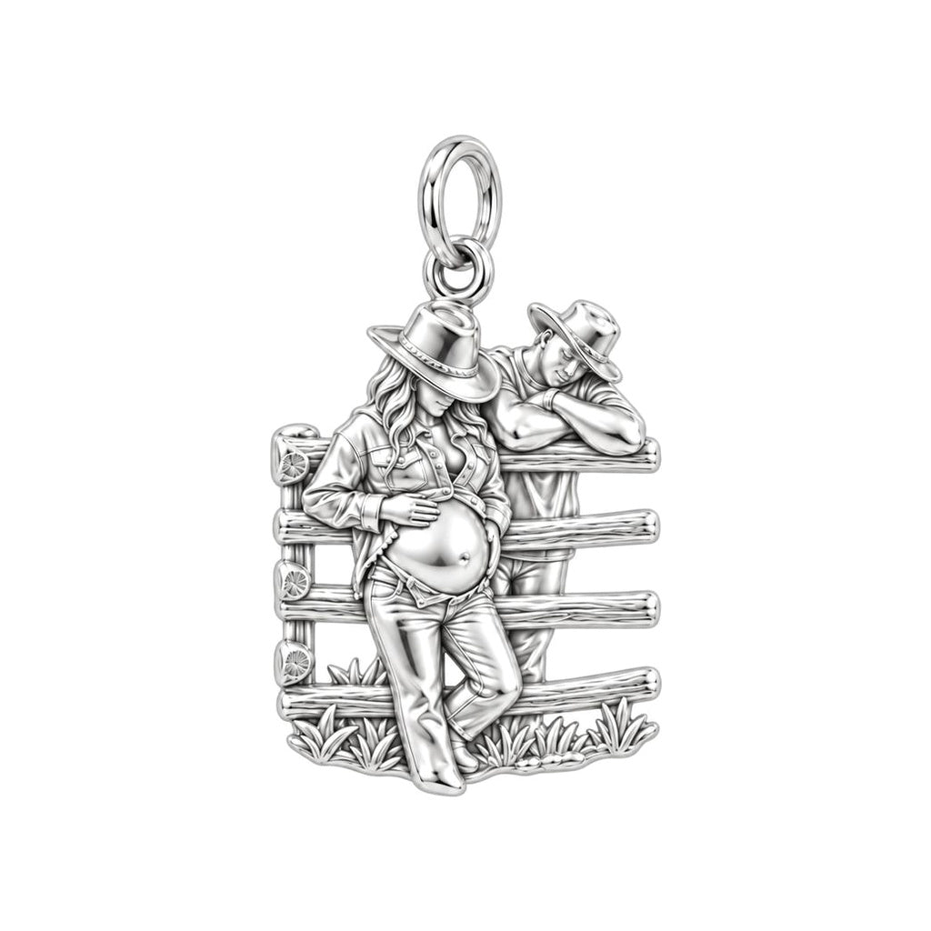 Country Roots Maternity Charm Bracelet – Personalized Mom Gift – silver charm, front view