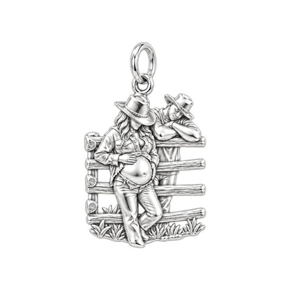Country Roots Maternity Charm Bracelet – Personalized Mom Gift – silver charm, front view