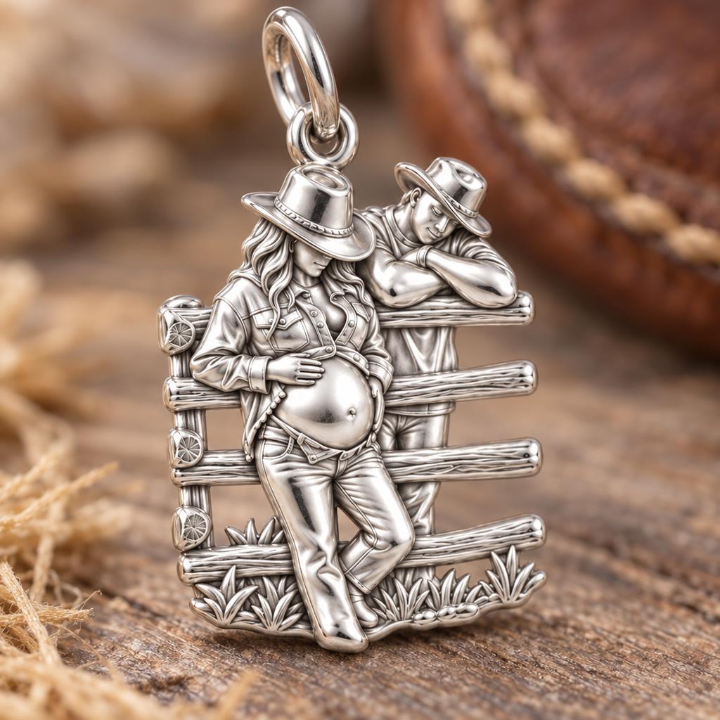 Country Roots Maternity Charm Bracelet – Personalized Mom Gift – macro detail of the charm