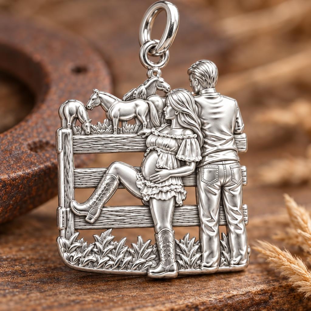 Country Roots Maternity Charm Bracelet – Personalized Mom Gift – macro detail of the charm