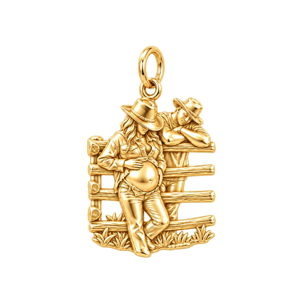 Country Roots Maternity Charm Bracelet – Personalized Mom Gift – 18K gold charm, front view