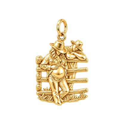 Country Roots Maternity Charm Bracelet – Personalized Mom Gift – 18K gold charm, front view