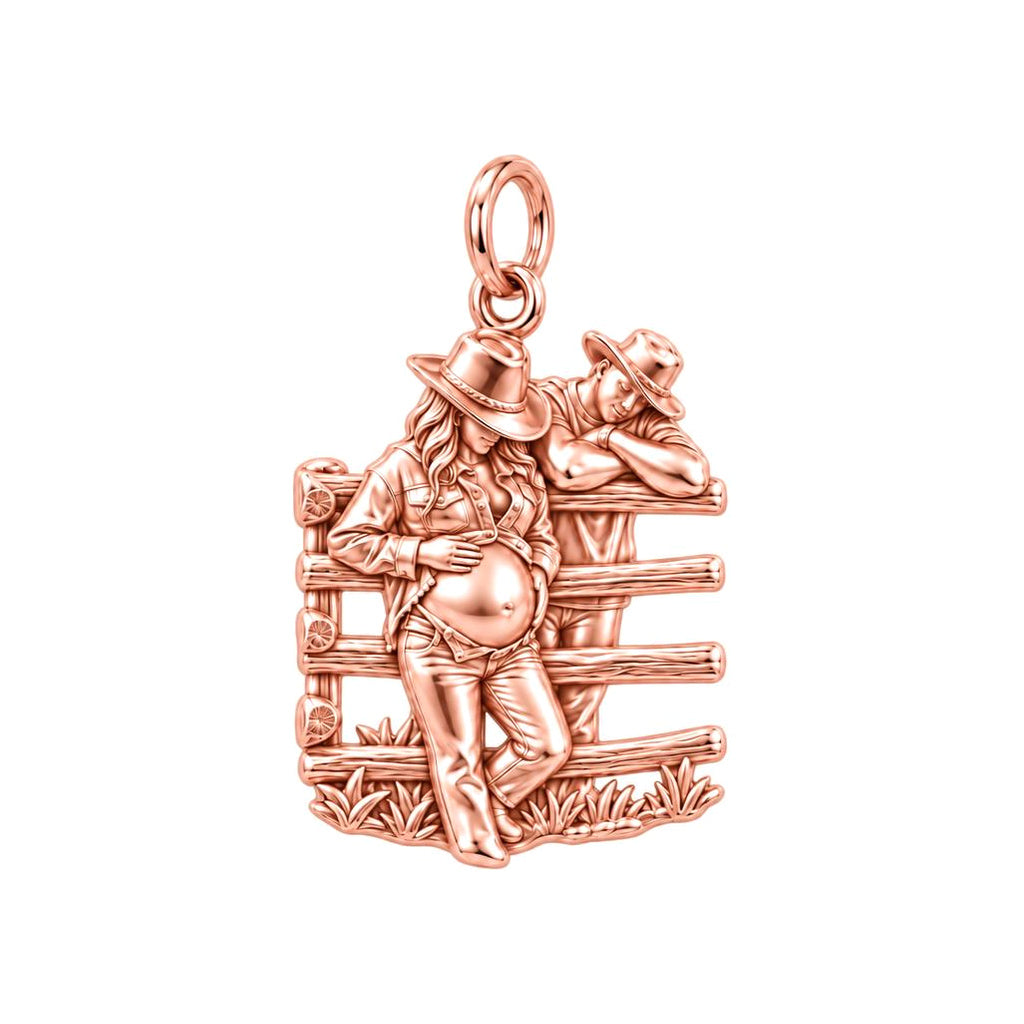 Country Roots Maternity Charm Bracelet – Personalized Mom Gift – rose gold charm, front view