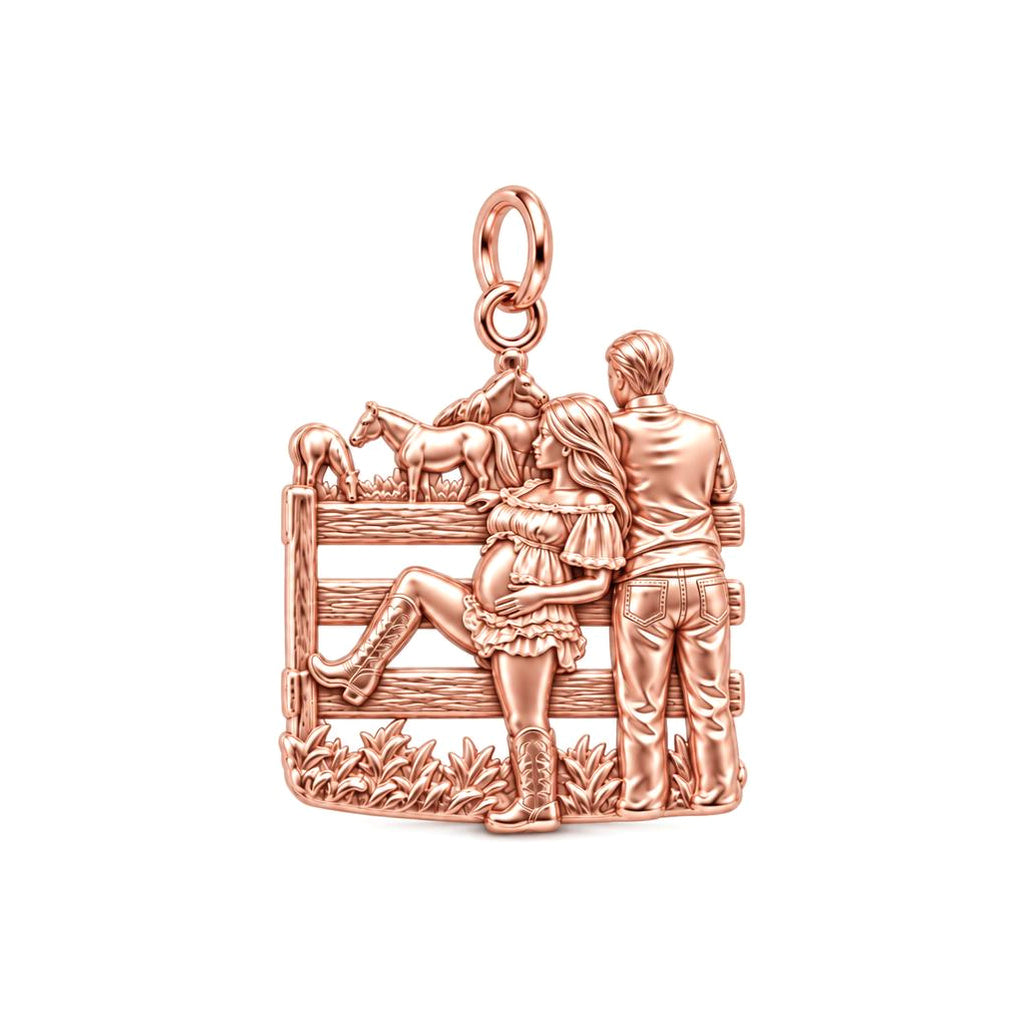 Country Roots Maternity Charm Bracelet – Personalized Mom Gift – rose gold charm, front view