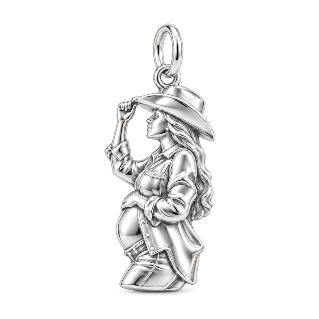 Country Soul Pregnancy Charm Bracelet – Personalized Mom Gift – silver charm, front view