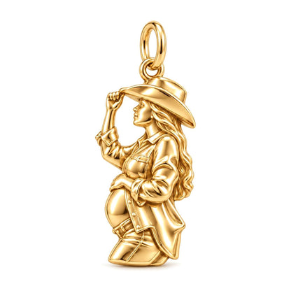 Country Soul Pregnancy Charm Bracelet – Personalized Mom Gift – 18K gold charm, front view