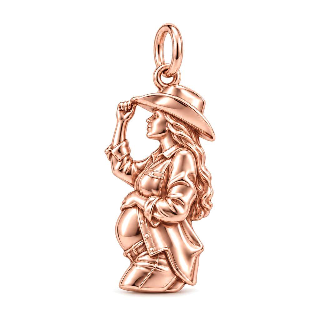 Country Soul Pregnancy Charm Bracelet – Personalized Mom Gift – rose gold charm, front view