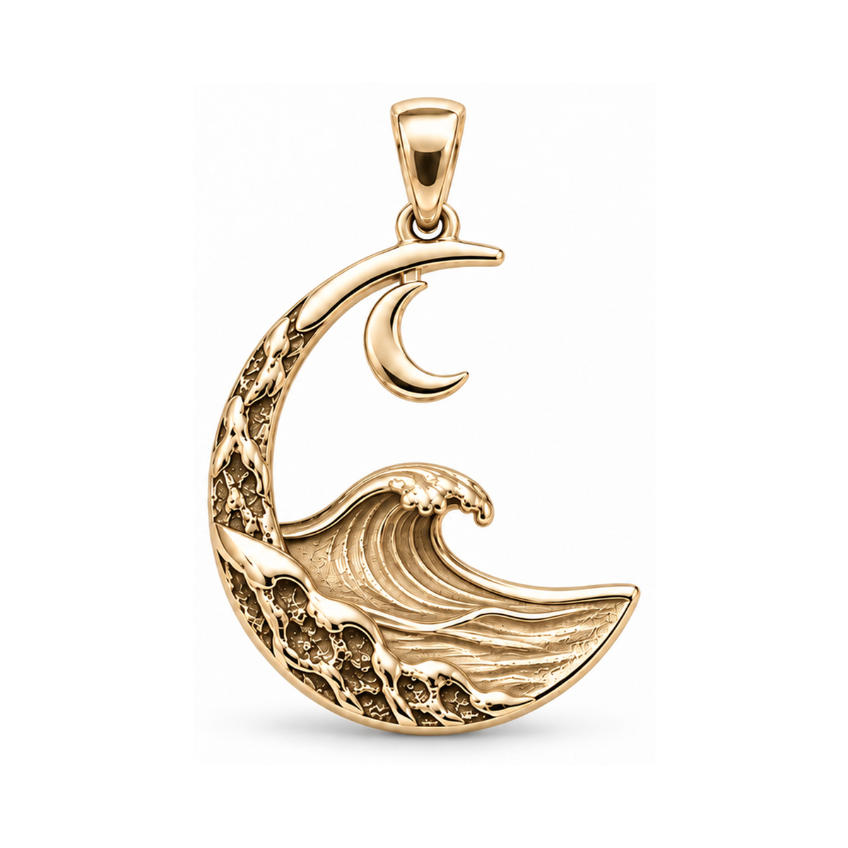 Same Moon wave charm in 10K Solid Gold finish