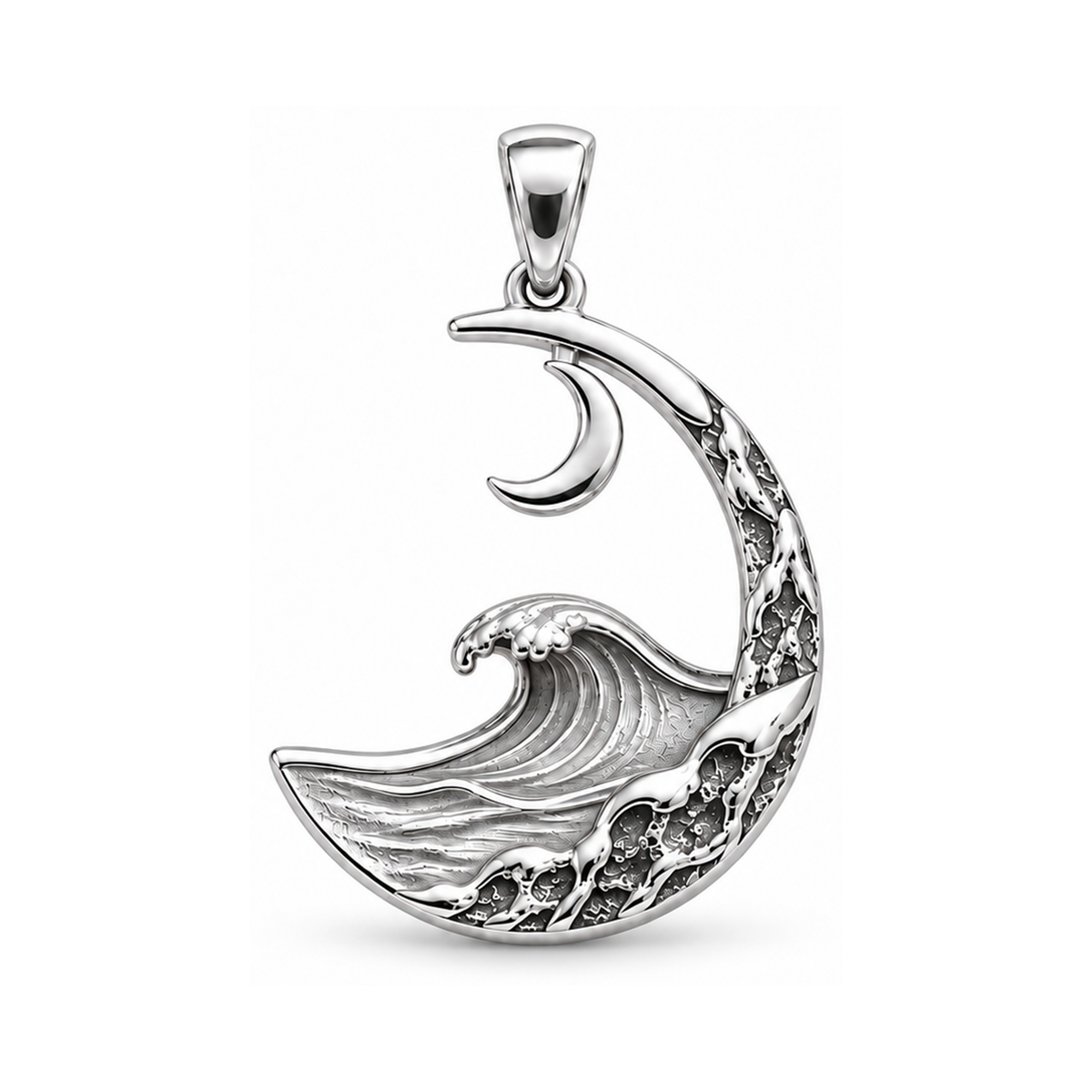 One Tide wave charm in 925 Sterling Silver finish
