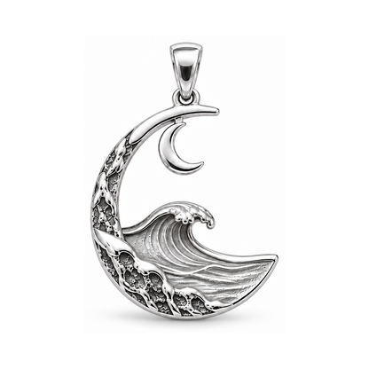 Same Moon wave charm in 925 Sterling Silver finish