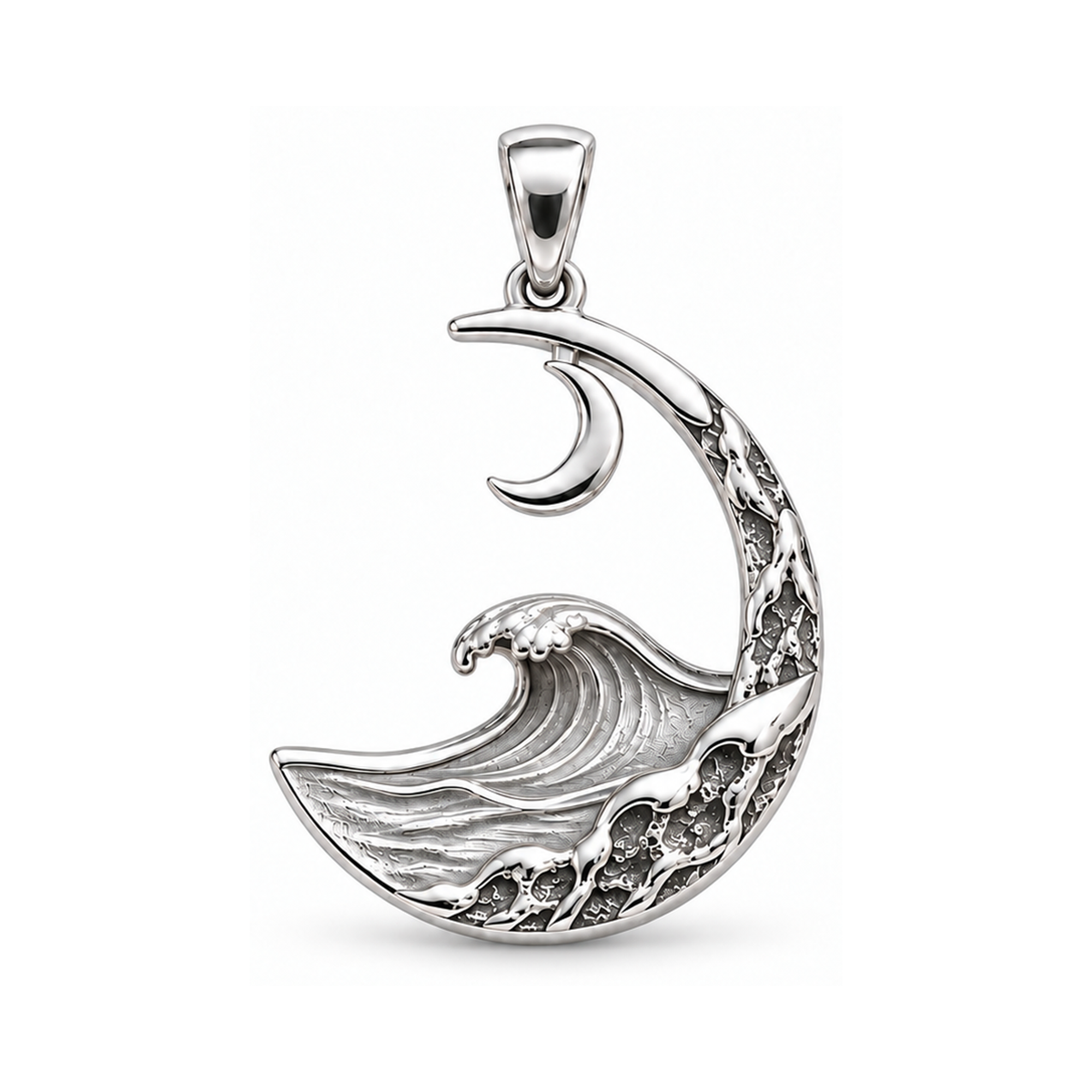 One Tide wave charm in White Gold Vermeil finish