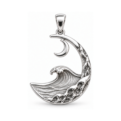 One Tide wave charm in White Gold Vermeil finish