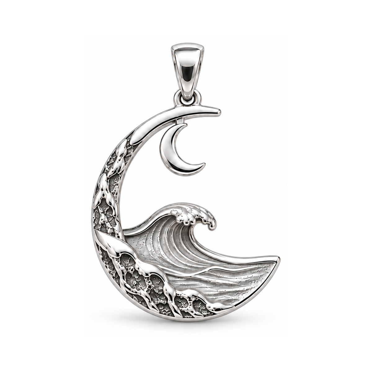 Same Moon wave charm in White Gold Vermeil finish