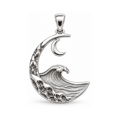 Same Moon wave charm in White Gold Vermeil finish