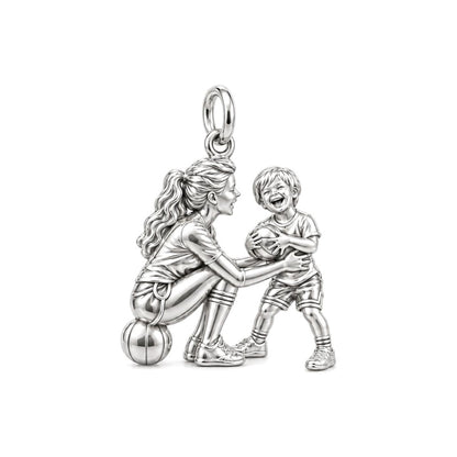 Courtside Connection Charm Bracelet – Personalized Mom Gift – silver charm, front view
