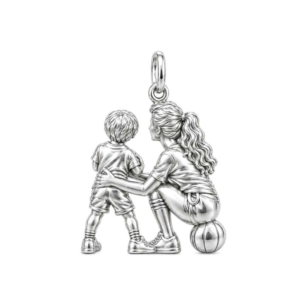 Courtside Connection Charm Bracelet – Personalized Mom Gift – back of the charm, engraving area