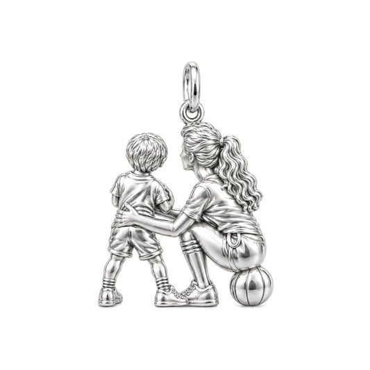 Courtside Connection Charm Bracelet – Personalized Mom Gift – back of the charm, engraving area