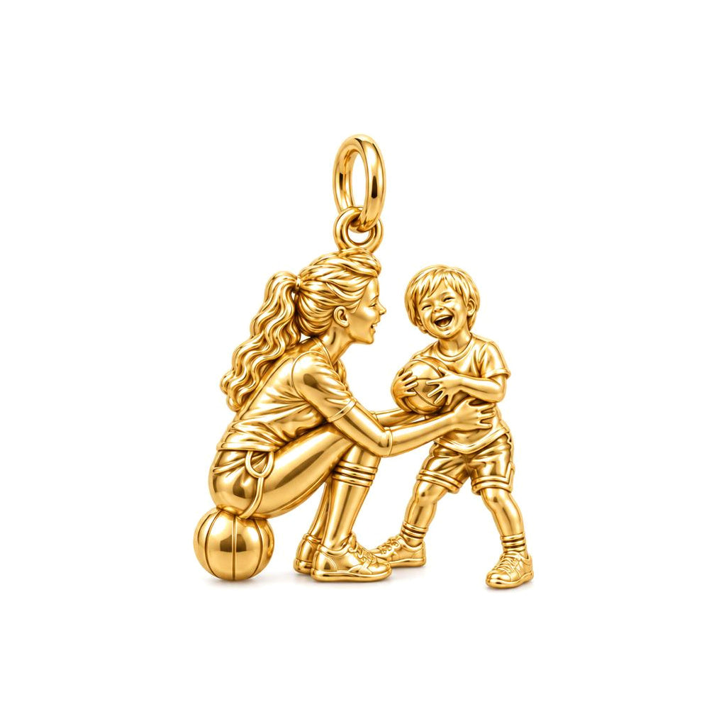 Courtside Connection Charm Bracelet – Personalized Mom Gift – 18K gold charm, front view