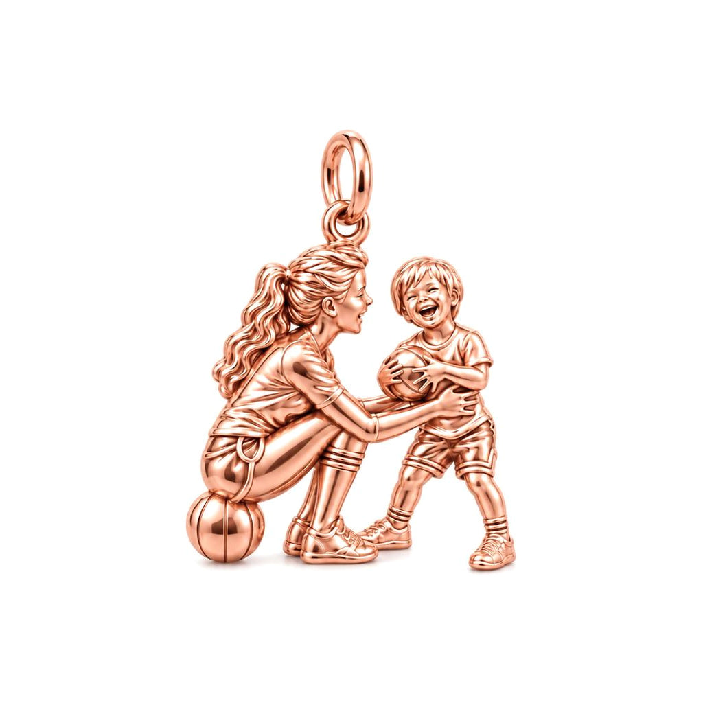 Courtside Connection Charm Bracelet – Personalized Mom Gift – rose gold charm, front view