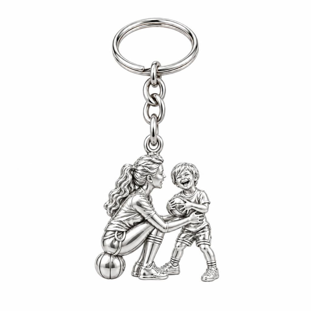 Courtside Connection Charm Keychain – silver, front view