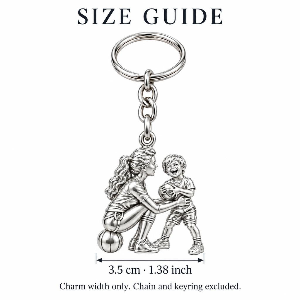 Courtside Connection Charm Keychain – size guide, 3.5 cm (1.38 in) charm, chain and keyring excluded