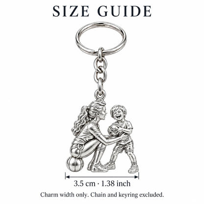 Courtside Connection Charm Keychain – size guide, 3.5 cm (1.38 in) charm, chain and keyring excluded