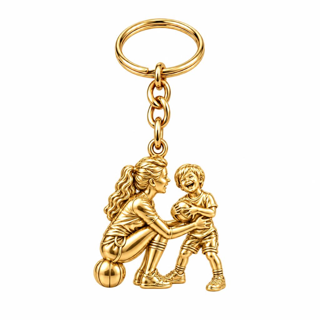 Courtside Connection Charm Keychain – 18K gold, front view