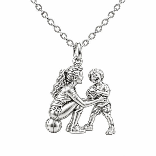 Courtside Connection Charm Necklace Set – silver, front view