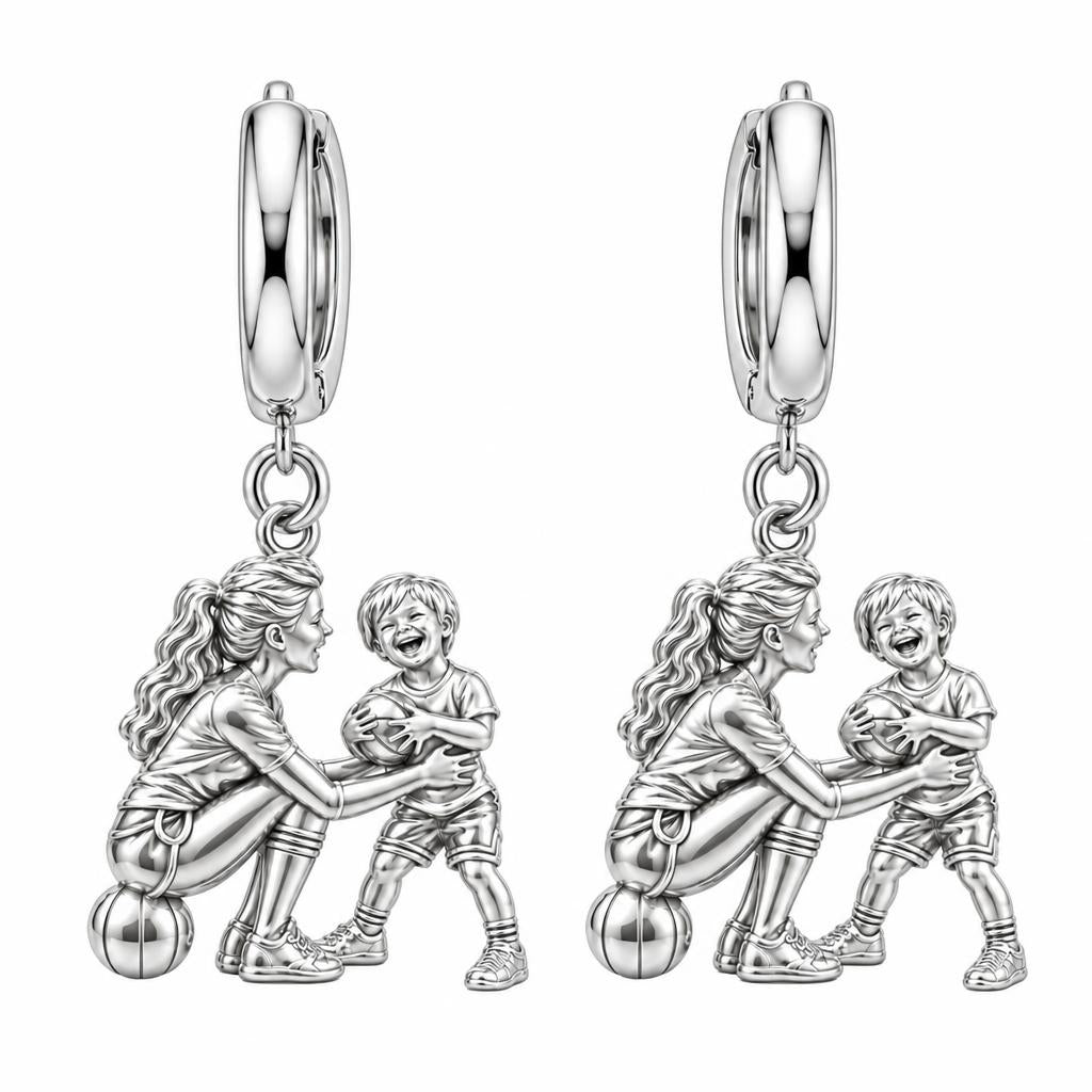 Courtside Connection Huggie Charm Earrings – silver, front view