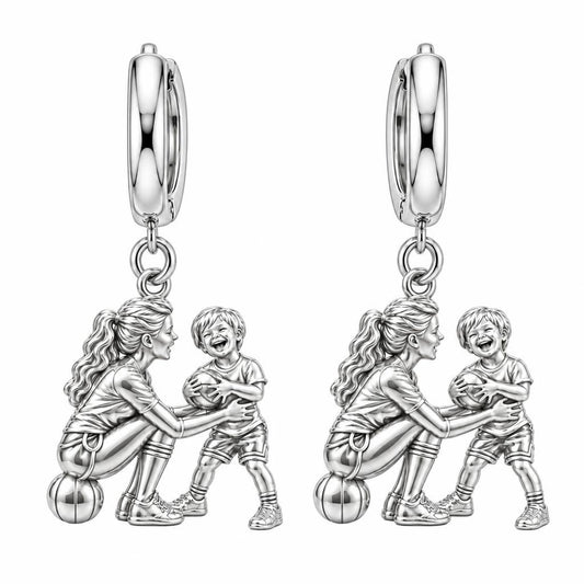 Courtside Connection Huggie Charm Earrings – silver, front view
