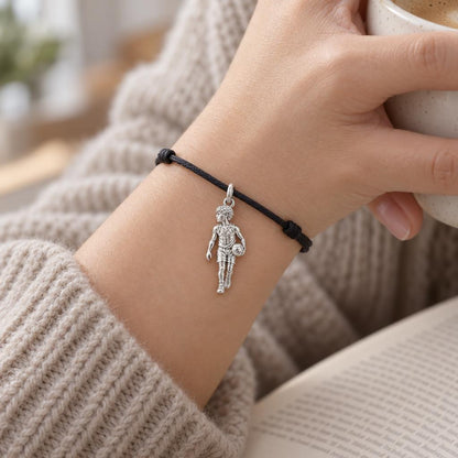 Courtside Dreams Player Charm and Polyester Cord Bracelet Set