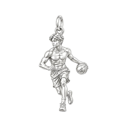 Courtside Dribble Athlete Charm and Polyester Cord Bracelet Set