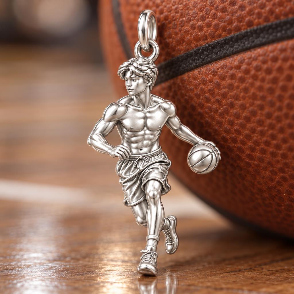 Courtside Dribble Athlete Charm and Polyester Cord Bracelet Set