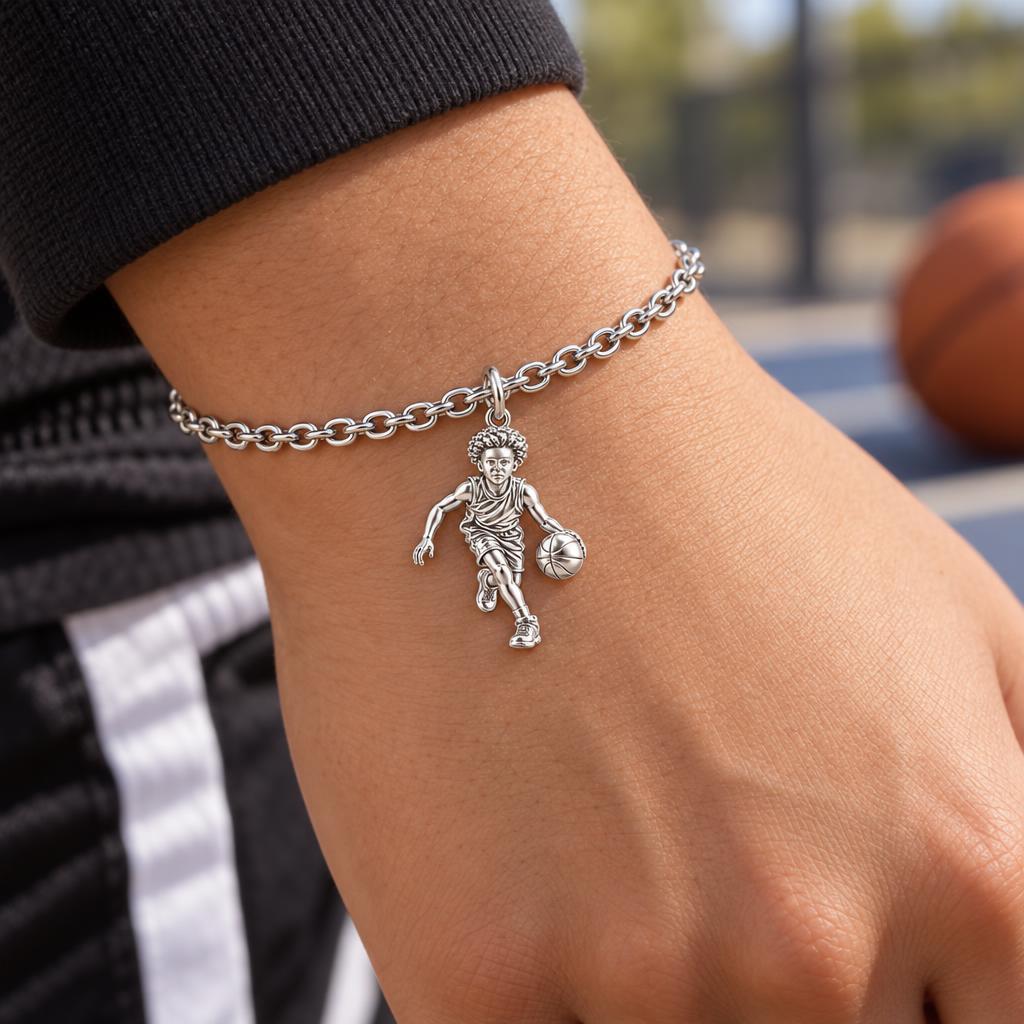 Courtside Dribble Hero Charm Bracelet Set – worn / in use