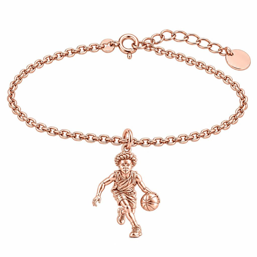 Courtside Dribble Hero Charm Bracelet Set – rose gold, front view