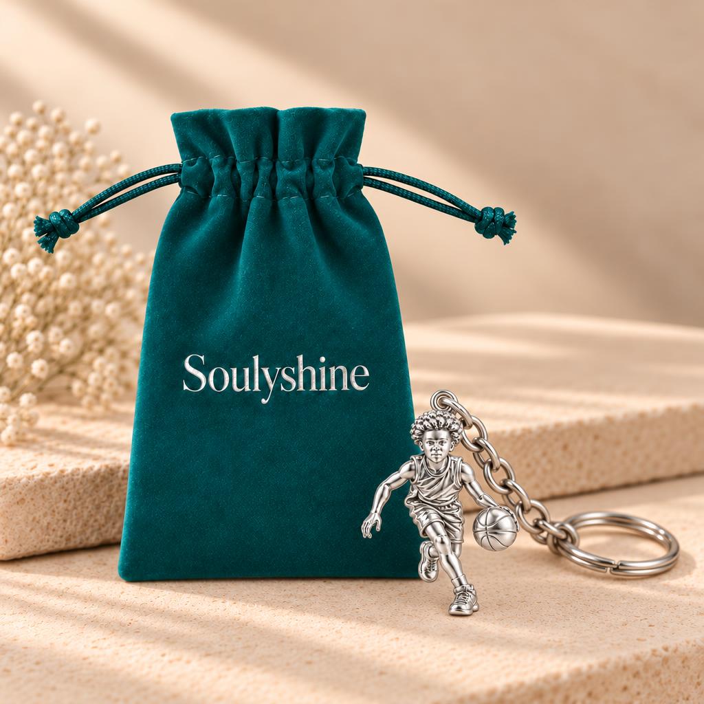 Courtside Dribble Hero Charm Keychain – Soulyshine velvet gift pouch