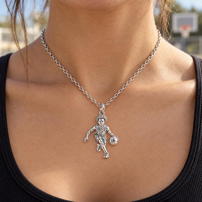 Courtside Dribble Hero Charm Necklace Set – worn / in use