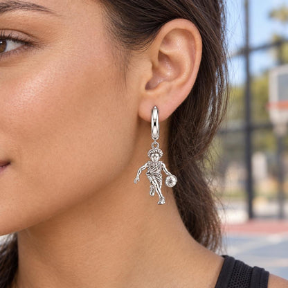 Courtside Dribble Hero Huggie Charm Earrings – worn / in use