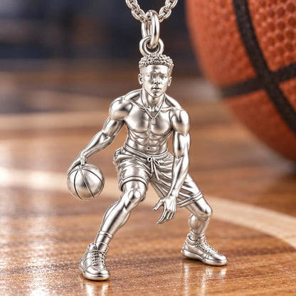 Courtside Dribble Player Charm and Polyester Cord Bracelet Set