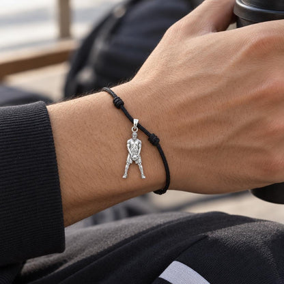 Courtside Focus Athlete Charm and Polyester Cord Bracelet Set