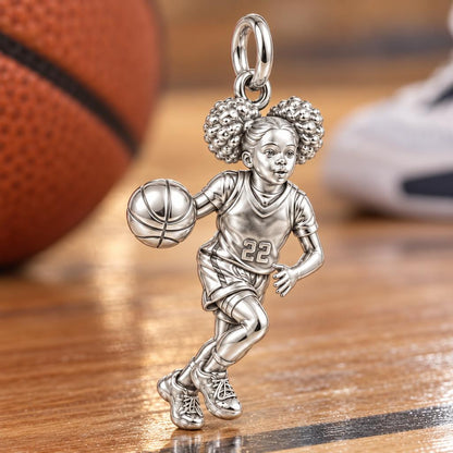 Courtside Star Athlete Charm Bracelet – Personalized Mom Gift – macro detail of the charm