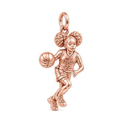 Courtside Star Athlete Charm Bracelet – Personalized Mom Gift – rose gold charm, front view