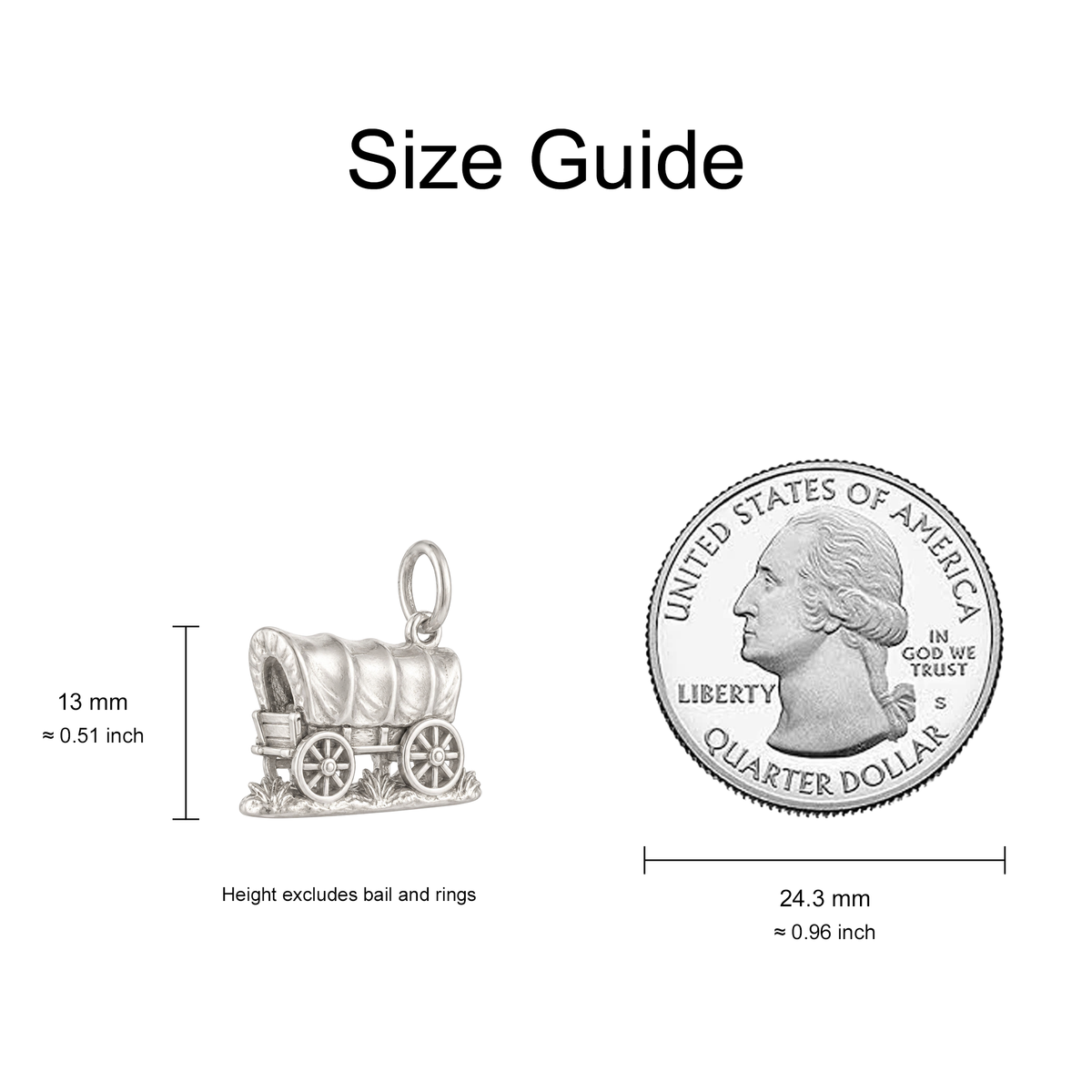 Covered Wagon Charm — Size Guide — 13 mm body excluding bail and rings — 50-works-silver-20260916-184