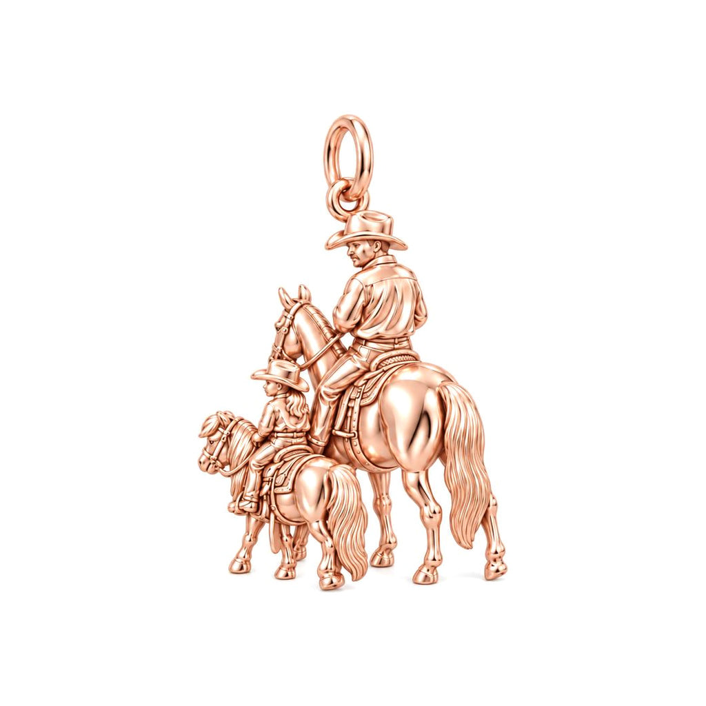 Cowboy Father and Daughter Charm Bracelet – Personalized Dad Gift – rose gold charm, front view