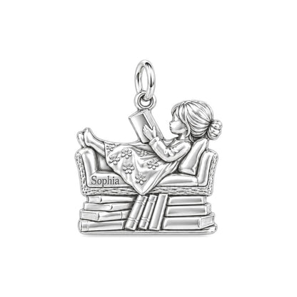 Cozy Armchair Reader Charm and Polyester Cord Bracelet Set
