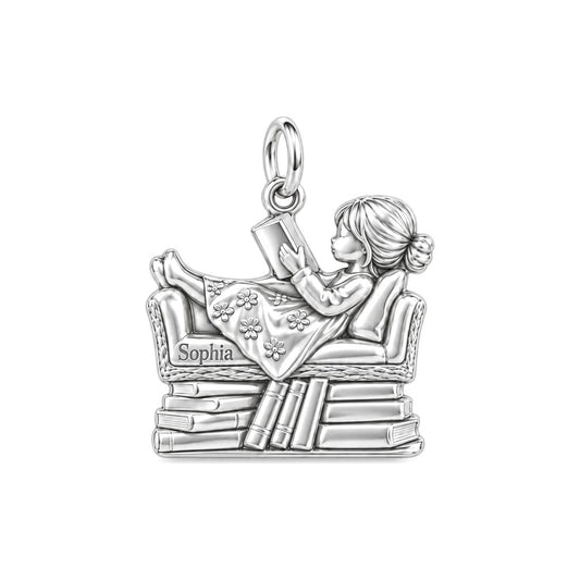Cozy Armchair Reader Charm and Polyester Cord Bracelet Set