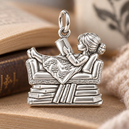 Cozy Armchair Reader Charm and Polyester Cord Bracelet Set