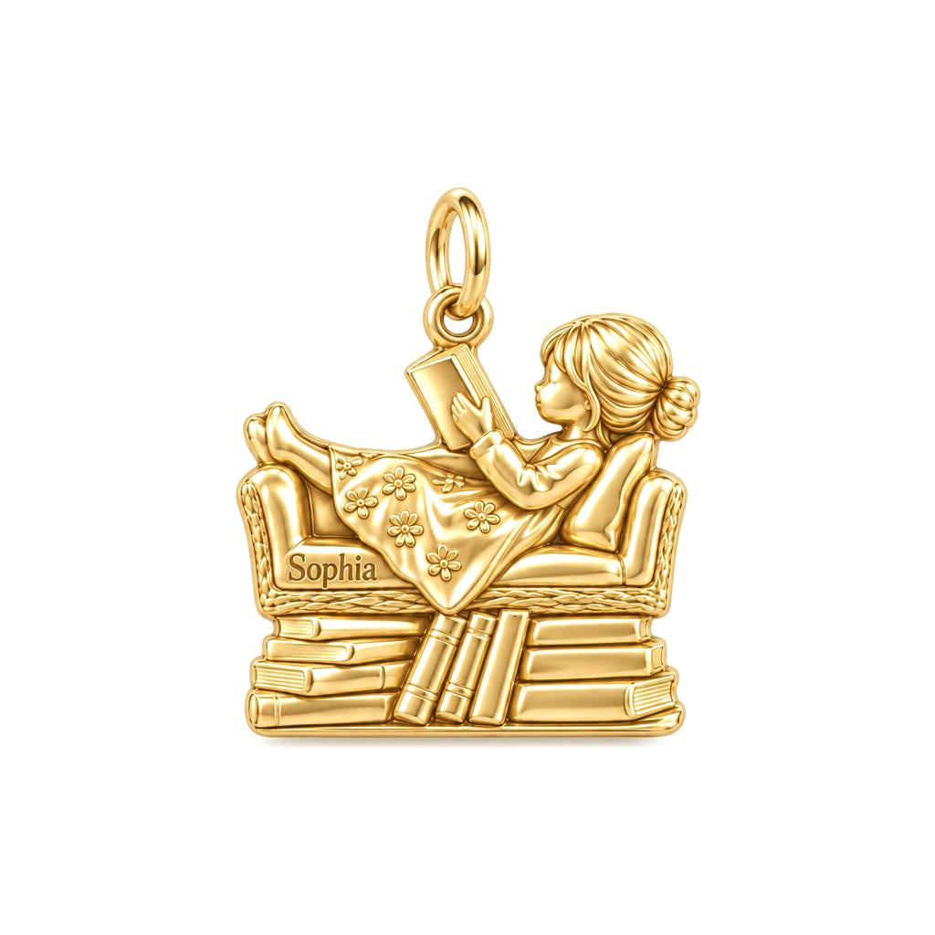 Cozy Armchair Reader Charm and Polyester Cord Bracelet Set