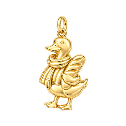 Cozy Baguette Duck Charm Bracelet – Personalized Mom Gift – 18K gold charm, front view