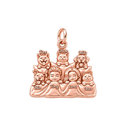 Cozy Bedtime Family Charm Bracelet – Personalized Couple Gift – rose gold 3 cm charm, front view